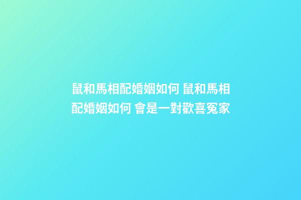 鼠和馬相配婚姻如何 鼠和馬相配婚姻如何 會是一對歡喜冤家-第1張-觀點-玄機派